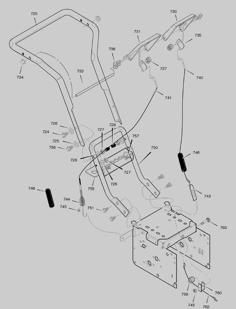 Handle Assembly Diagram and Parts List for 627815X85A 2004 Briggs and Stratton Snow Blower